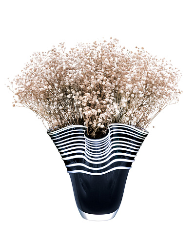 Стеклянная ваза Honfleur ручной работы 19х19 см. сине-белая