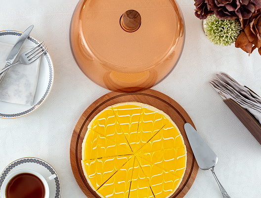 Тортовница с крышкой Josette 29x29x14 см. - янтарная