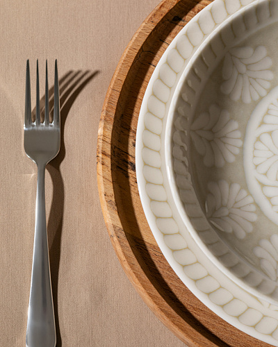 Столовый сервиз Relief из 24 шт. - белый / бежевый