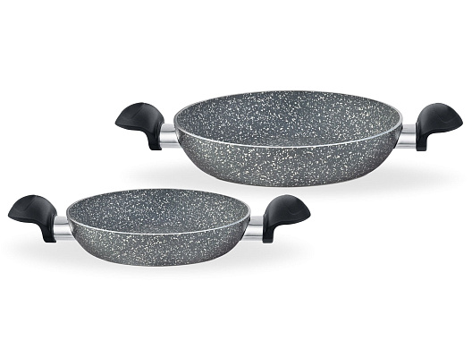 Набор из двух алюминиевых сковородок Gordes без крышек диаметр 16см + 20см - серый