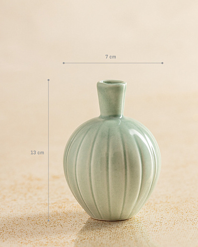 Ваза фарфоровая Beth 7x7x13cm - зеленая