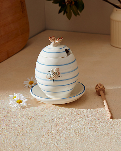 Банка для меда Flore с ложкой 12,5x12,5x14,8 см, керамика