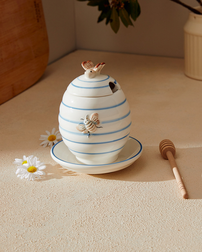 Банка для меда Flore с ложкой 12,5x12,5x14,8 см, керамика