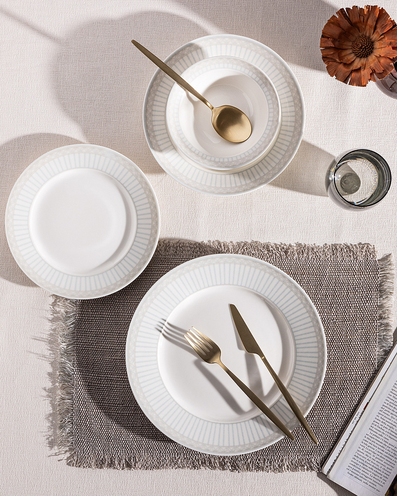 Столовый сервиз Fabre из 24 шт. - белый / серый / голубой