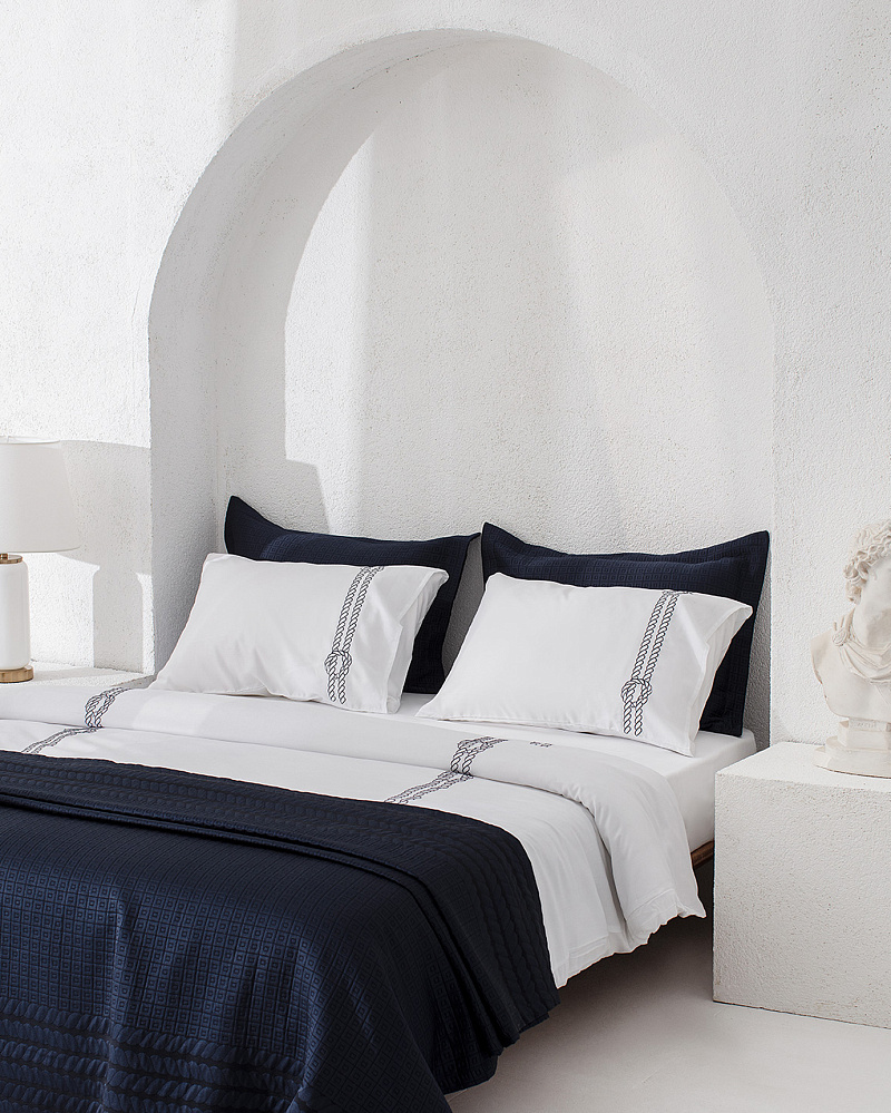 Комплект постельного белья двуспальный Rodez Yacht Collection с 4 наволочками и покрывалом 240x260 см, - хлопок