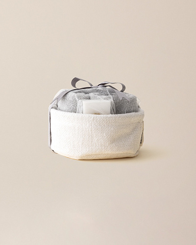 Набор банный Fabrice в корзинке из 5 шт., 30x30 см. - серый