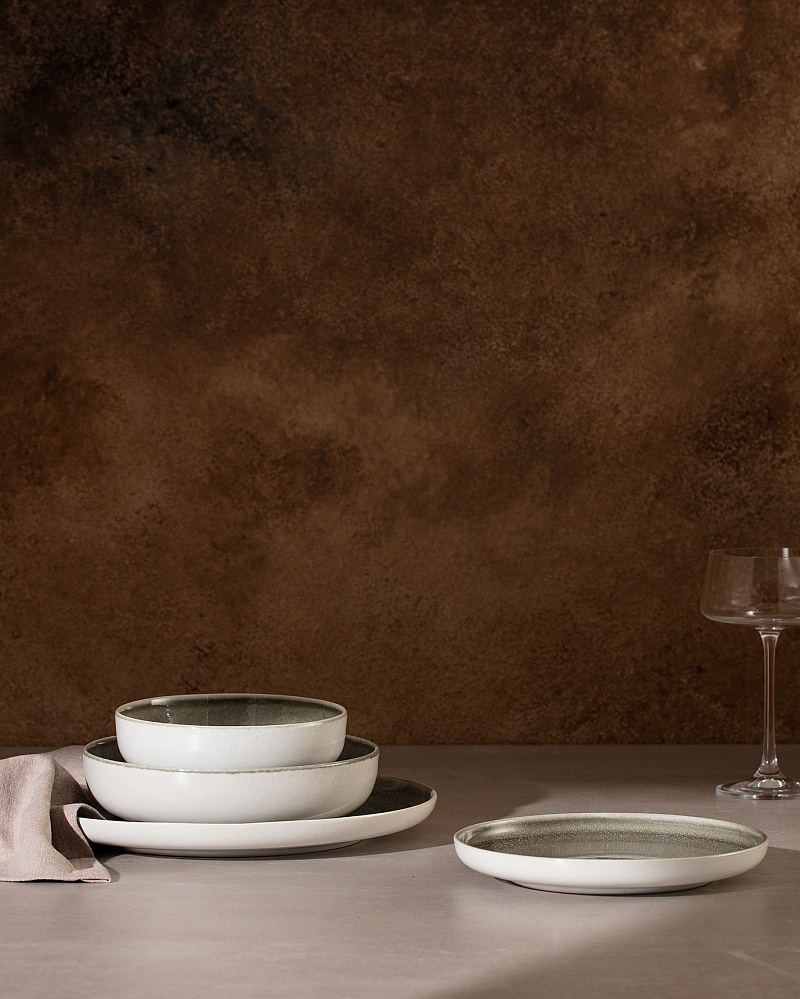 Столовый сервиз Madelyn Rea из 24 шт. - белый / серый