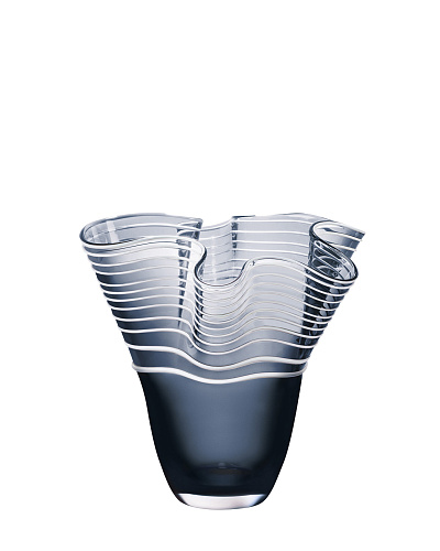 Стеклянная ваза ручной работы Honfleur 32x30 см. - синяя