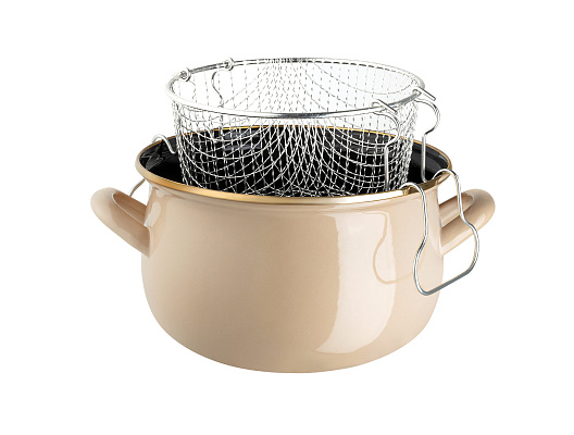 Эмалированная металлическая кастрюля Bonneville с крышкой 3,5 л. - бежевый