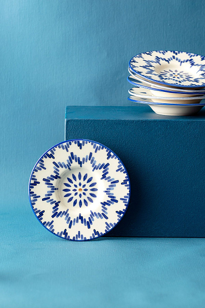 Набор фарфоровых чайных блюдец Luxe Mixte из 6 шт., 13x13 см - синий