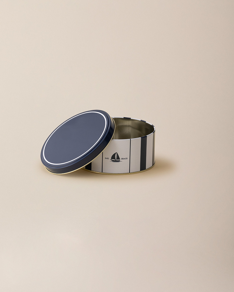 Круглая коробка Joly 13x13x6 см. - белая / синяя