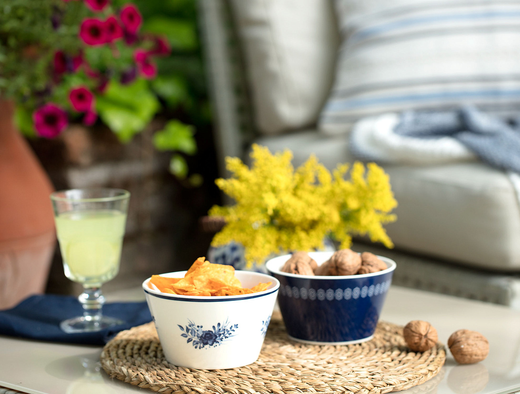 Набор мисок Maena Perrin из 2 шт., 10 см. - белый / синий