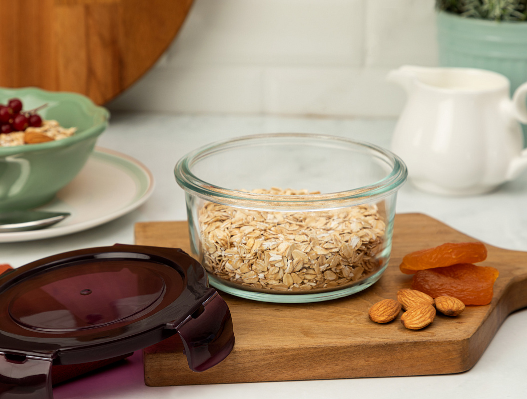 Стеклянный контейнер для хранения Corette 420мл - сливовый