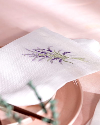 Комлпект салфеток La Lavande из 2 шт., 40x40 см. - белый / фиолетовый