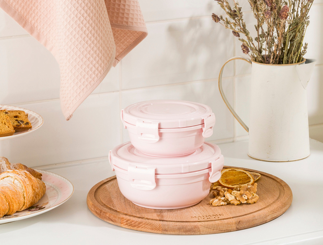 Контейнер Round Storage из 2 шт., 400-800 мл. - розовый