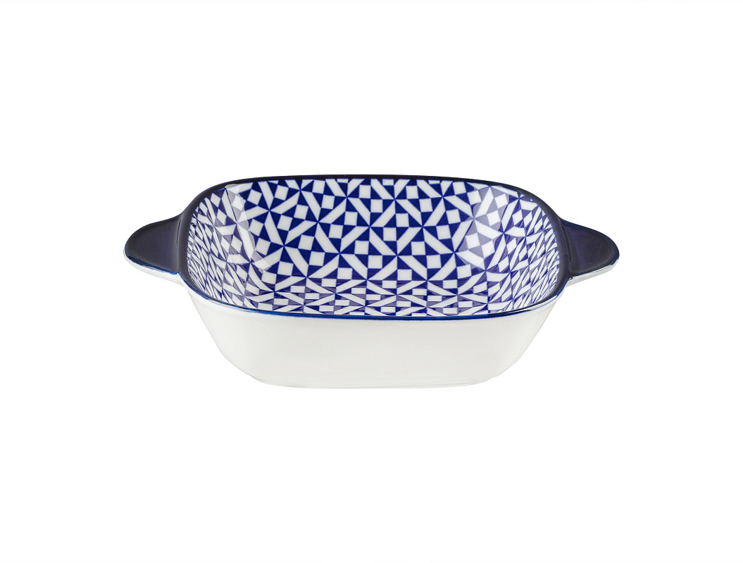 Квадратная тарелка Rêve Bleu Bourges, 17,6X13,5X3,8 см., синий/белый