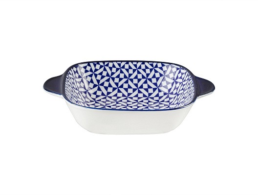 Квадратная тарелка Rêve Bleu Bourges, 17,6X13,5X3,8 см., синий/белый