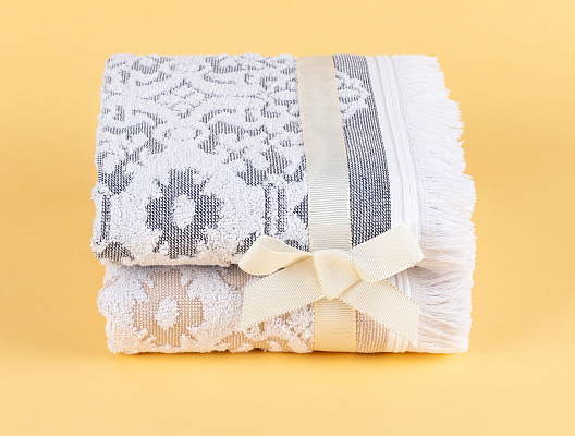 Набор полотенец для лица Domitille из 2 шт., 50x70см - темно-синий/бежевый