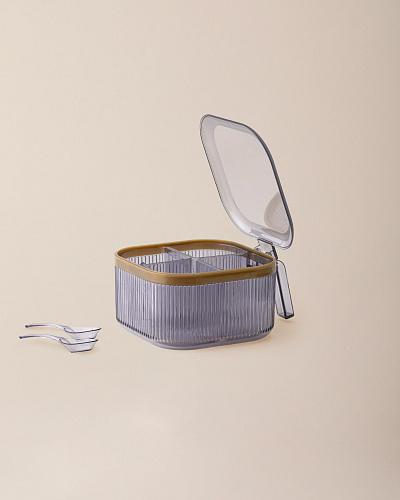 Контейнер Noemie с 4 секциями для специй 14x17,8x8,8 см. - серый