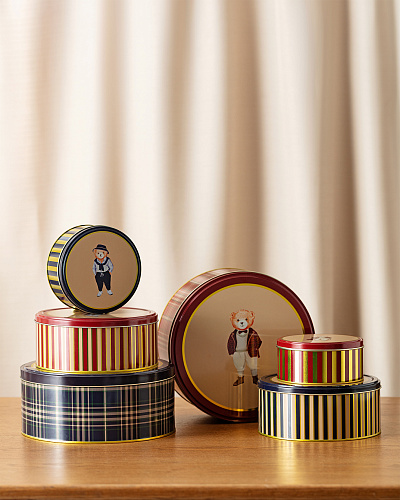 Круглая металлическая коробка Billie 24x24x10 см. - синяя