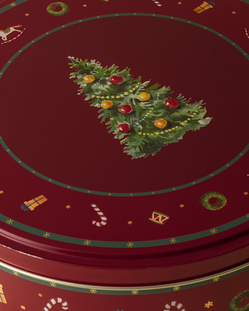 Круглая металлическая коробка Bonni с крышкой 24x24x10 см, металл