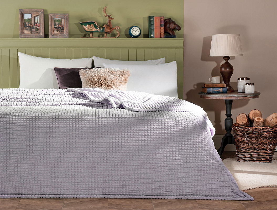 Покрывало полутораспальное Emile Wellsoft с двусторонним тиснением 200x220 см. - лиловое