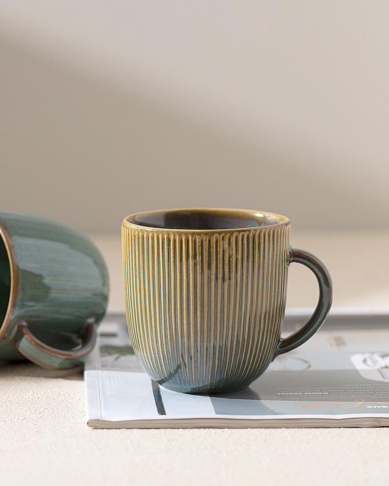 Кружка Olivie, 250 мл - зеленый / золотой