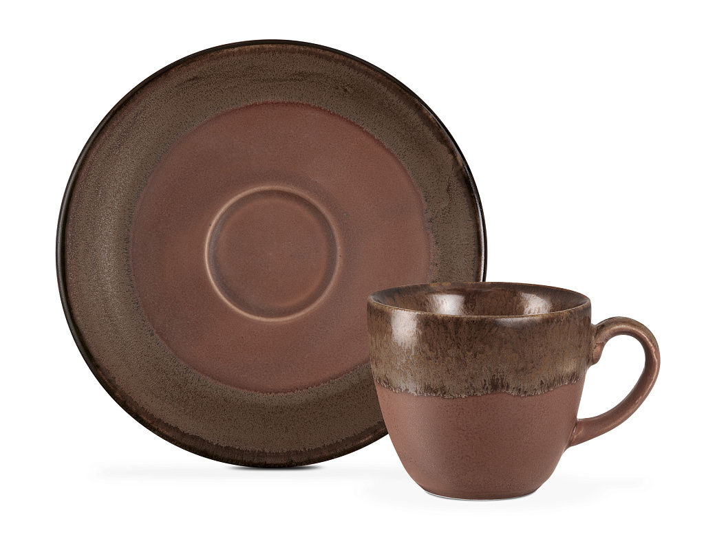 Набор чашек и блюдец Mathilda из 4 шт., 90 мл. - коричневый