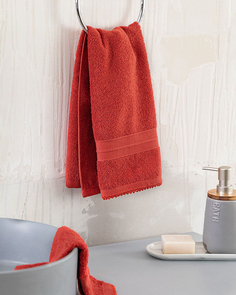 Полотенце для лица Leuven 50x70см - плиточный (красно-коричневый)