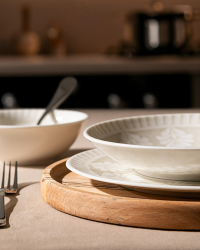 Столовый сервиз Relief из 24 шт. - белый / бежевый