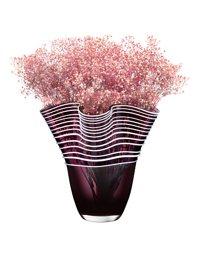 Стеклянная ваза Honfleur ручной работы 32х30 см. - сливово-белая