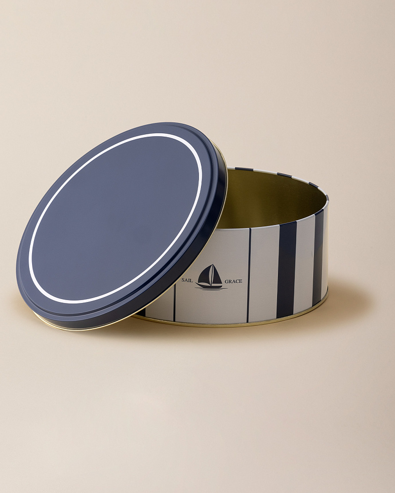 Круглая коробка Joly 24x10 см. - белая / синяя