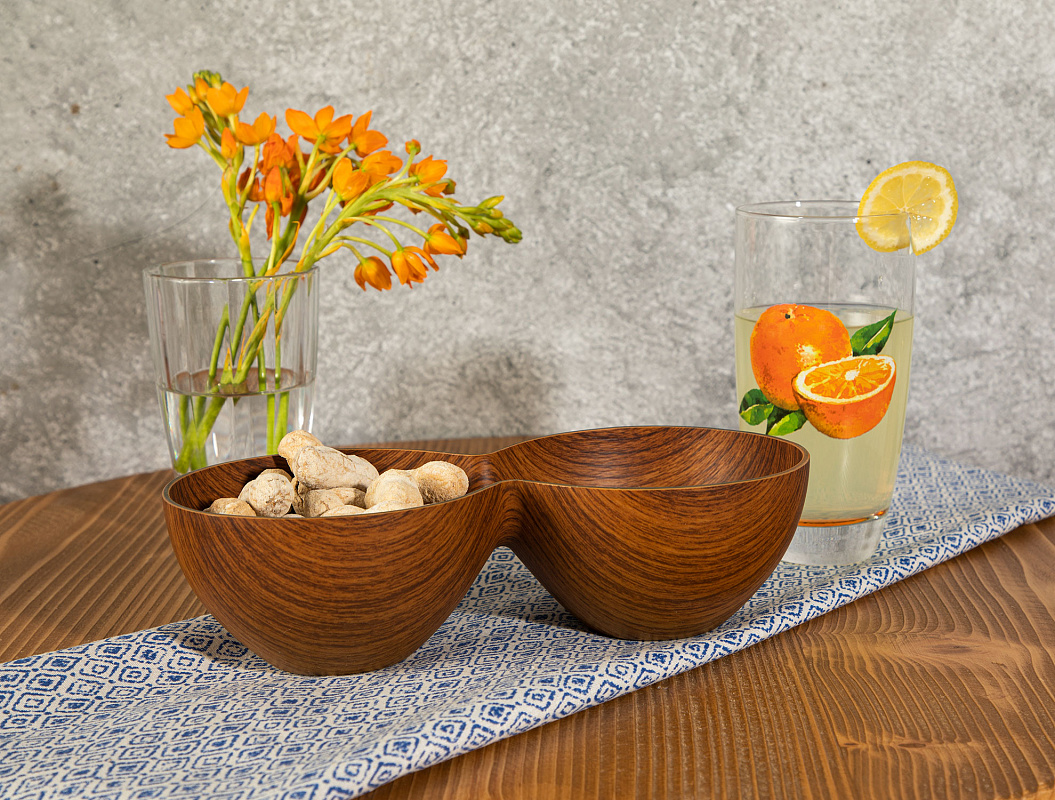 Двухсекционная чаша Evelin Oslo 10x19,8x5,5 см. - коричневая