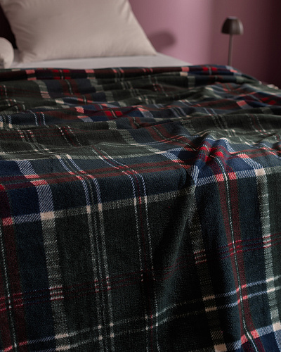 Плед Tignes Welsoft с принтом 150x220 см. - темно-зеленый