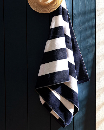 Пляжное полотенце Hecto 80x160см - белое/темно-синее