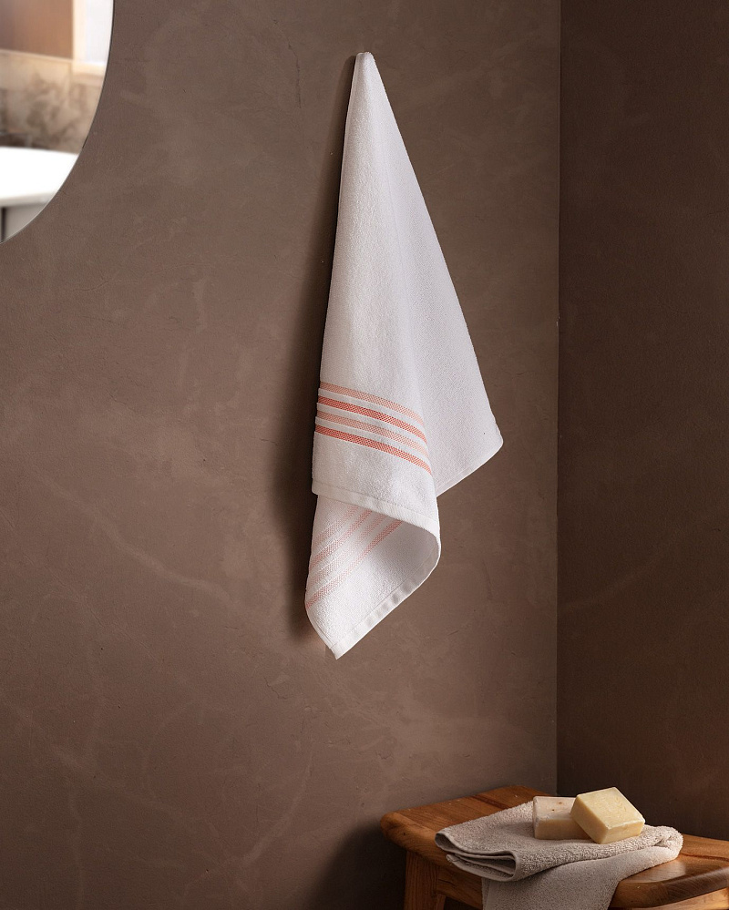 Полотенце для лица Sandy 50х70 см - белое / коралловое