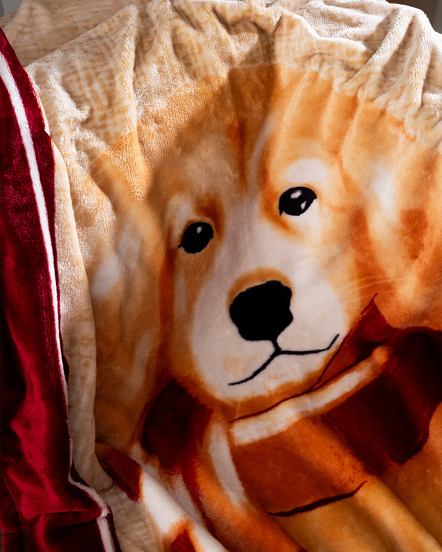 Плед Chiot Bear 130x170 см. - красный / бежевый