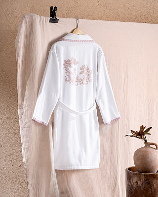 Женский халат Dahlia L-XL р. - белый / лиловый