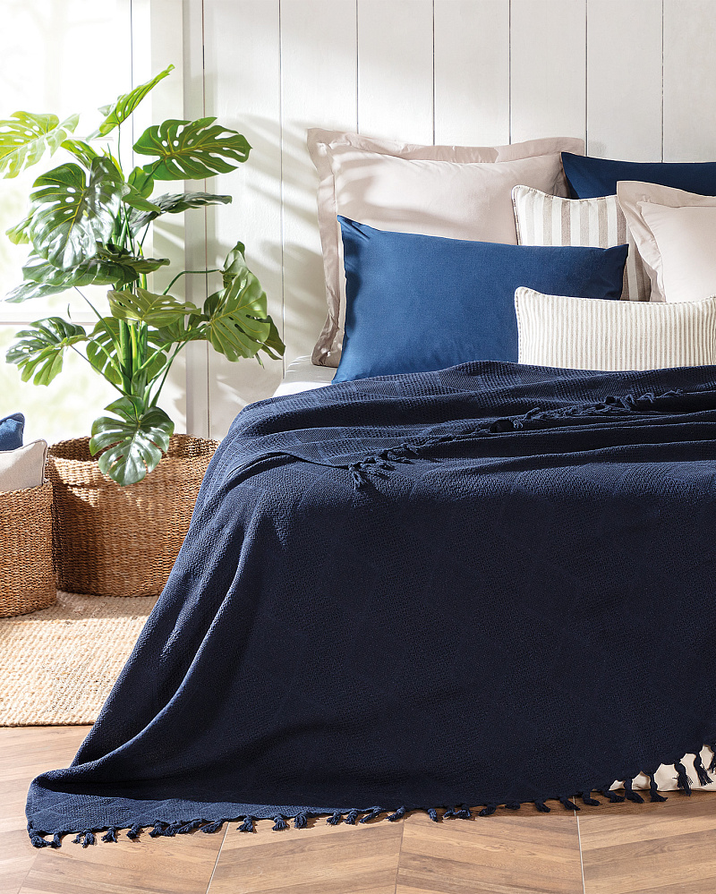 Покрывало двуспальное Basıle 200x220 см. - темно-синее