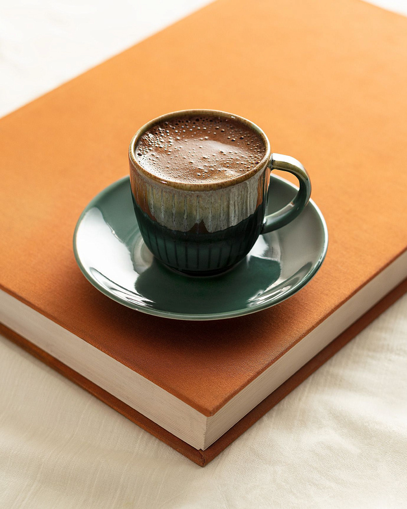 Набор кофейных чашек 90 мл из 4 предметов Hiver - зеленый.