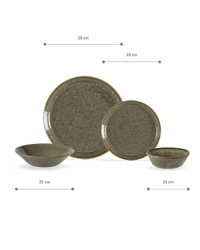 Столовый сервиз Bondy из 24 шт. - хаки