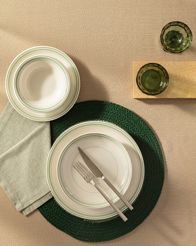 Столовый сервиз Moulin из 24 шт. - белый / зеленый
