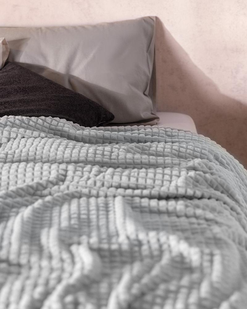 Плед Emile Welsoft с двусторонним тиснением 200x220 см. - серый