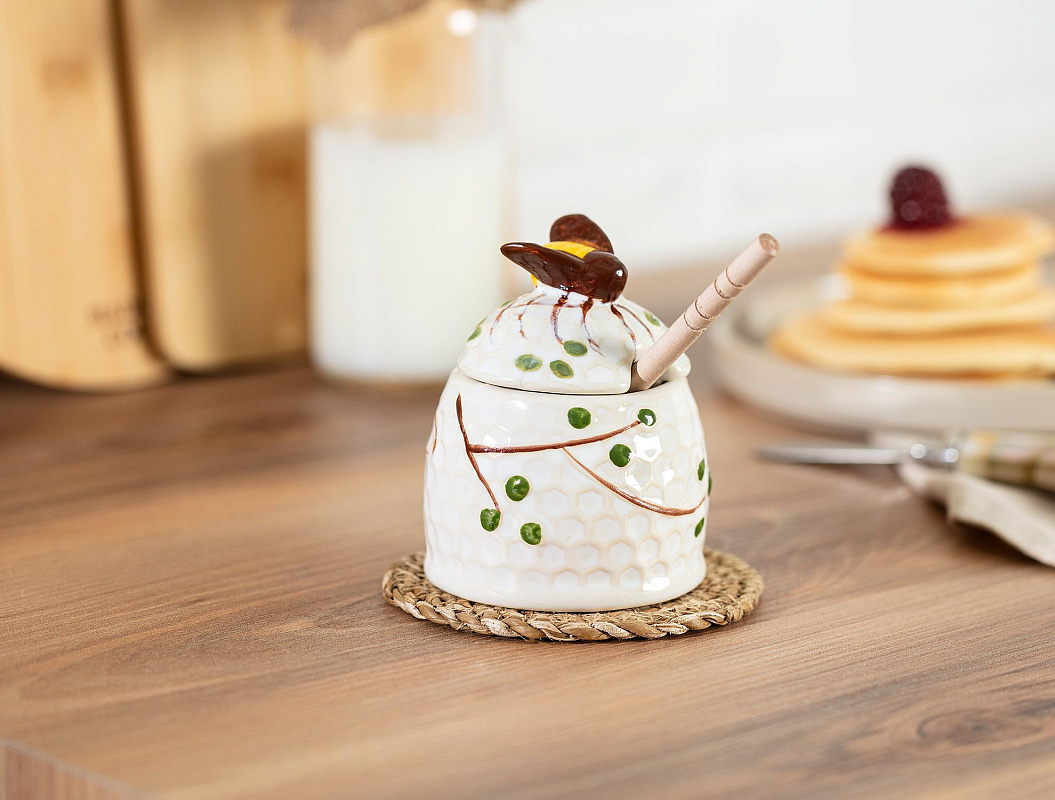 Керамическая банка для меда Bel 8x10см - бежевый