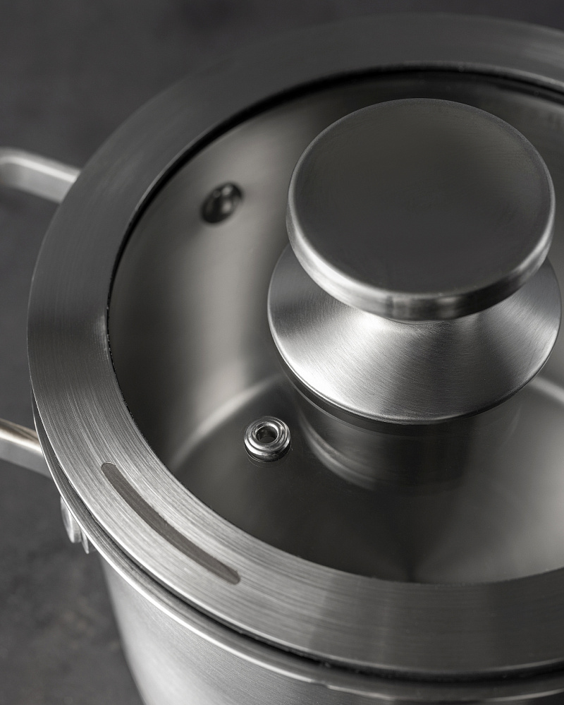 Кастрюля Raye с крышкой 16x10,5 см. - нержавеющая сталь