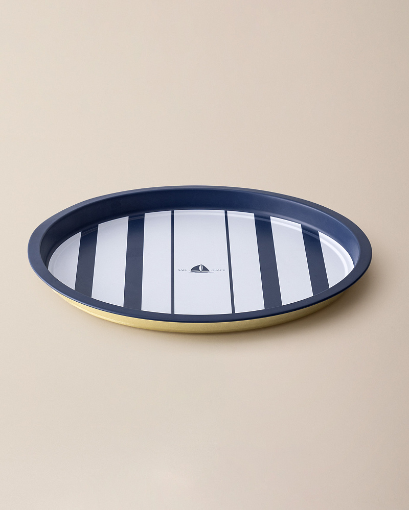 Круглый поднос Joly 35x35x2 см. - синий / белый