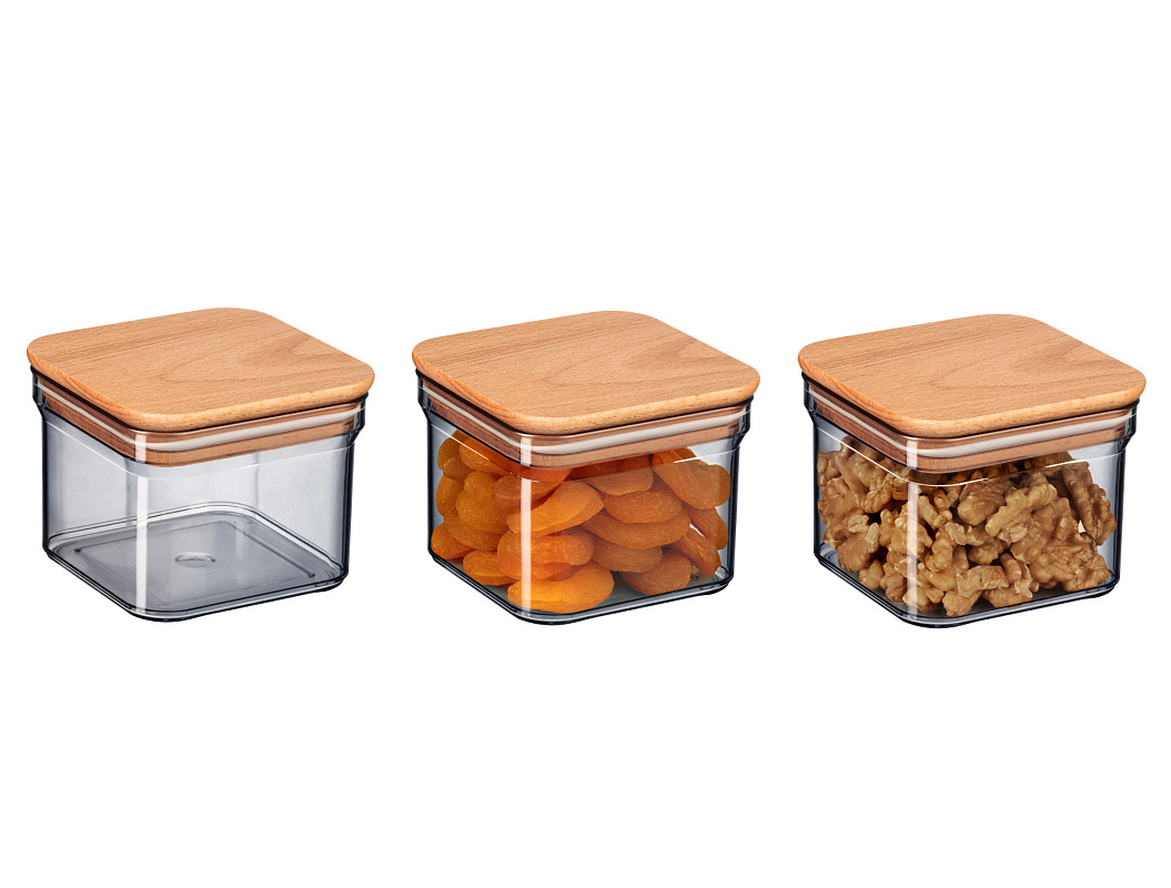 Набор контейнеров для хранения Kaviera с крышками 500 мл, пластик