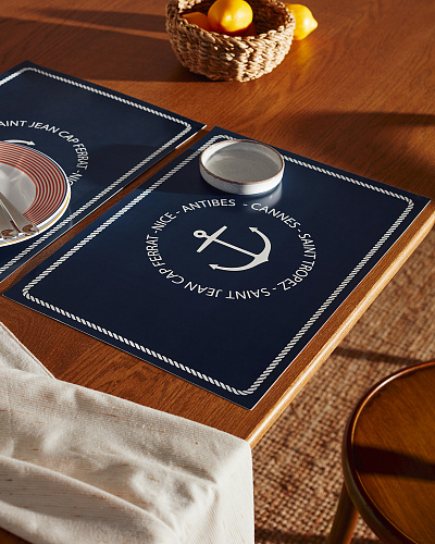 Подставка под приборы Auhert Yacht Collection из 4 шт., 29x42 см. - белая/ синяя