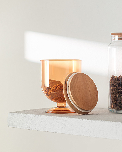 Контейнер для хранения продуктов Marion с крышкой 900 мл., 11.7x11.7x15.2 см. - янтарный