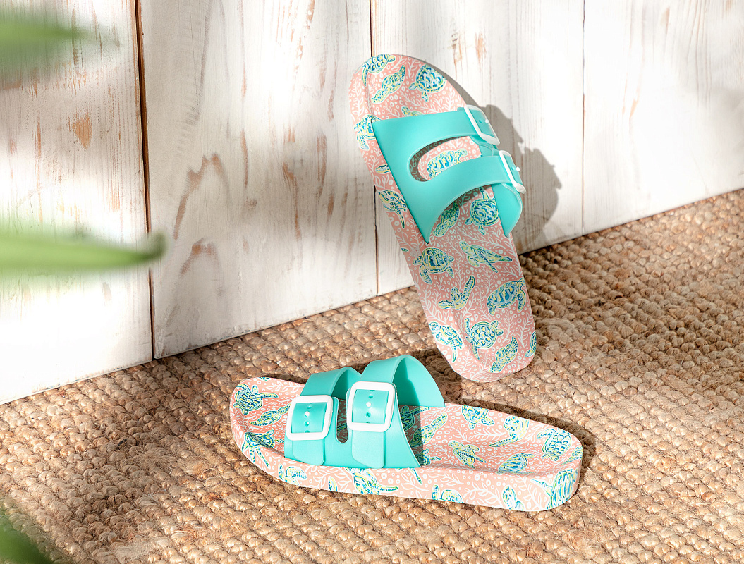 Пляжные женские тапочки Durand 36 р. - розовые / голубые